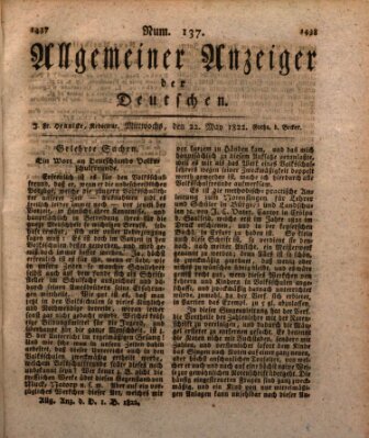 Allgemeiner Anzeiger der Deutschen Mittwoch 22. Mai 1822