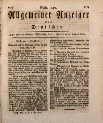 Allgemeiner Anzeiger der Deutschen Mittwoch 5. Juni 1822