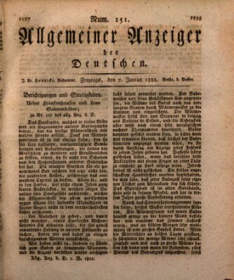 Allgemeiner Anzeiger der Deutschen Freitag 7. Juni 1822