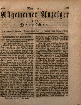 Allgemeiner Anzeiger der Deutschen Donnerstag 13. Juni 1822