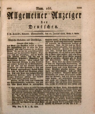 Allgemeiner Anzeiger der Deutschen Samstag 22. Juni 1822