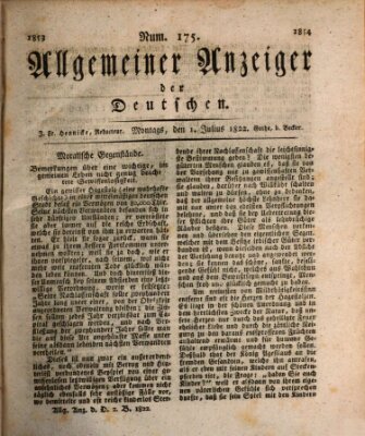 Allgemeiner Anzeiger der Deutschen Montag 1. Juli 1822