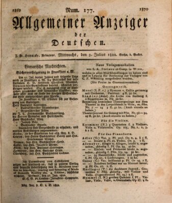 Allgemeiner Anzeiger der Deutschen Mittwoch 3. Juli 1822