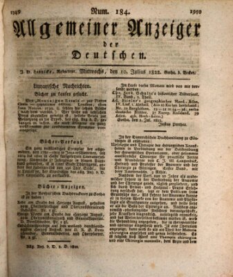 Allgemeiner Anzeiger der Deutschen Mittwoch 10. Juli 1822