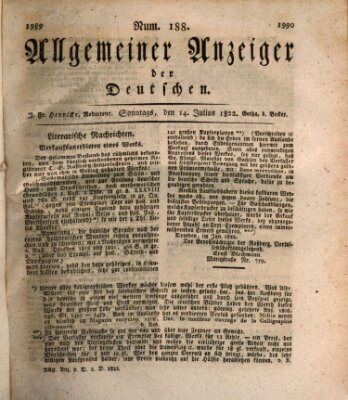 Allgemeiner Anzeiger der Deutschen Sonntag 14. Juli 1822