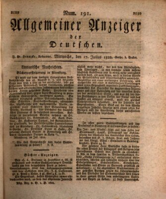 Allgemeiner Anzeiger der Deutschen Mittwoch 17. Juli 1822