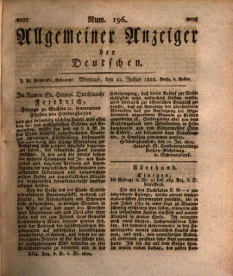 Allgemeiner Anzeiger der Deutschen Montag 22. Juli 1822