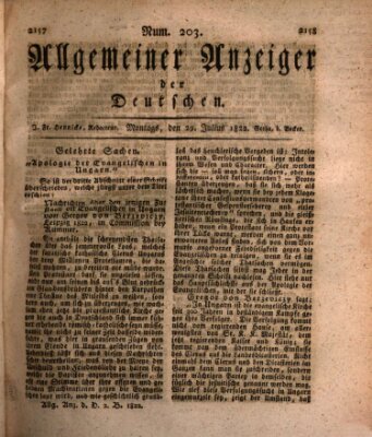 Allgemeiner Anzeiger der Deutschen Montag 29. Juli 1822