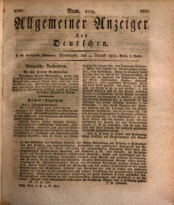 Allgemeiner Anzeiger der Deutschen Sonntag 4. August 1822