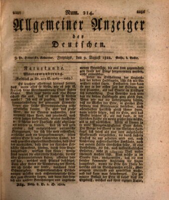 Allgemeiner Anzeiger der Deutschen Freitag 9. August 1822