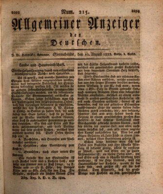 Allgemeiner Anzeiger der Deutschen Samstag 10. August 1822