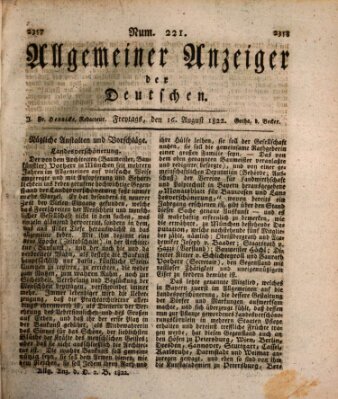 Allgemeiner Anzeiger der Deutschen Freitag 16. August 1822