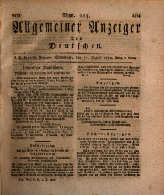 Allgemeiner Anzeiger der Deutschen Sonntag 18. August 1822