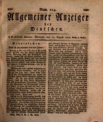 Allgemeiner Anzeiger der Deutschen Montag 19. August 1822