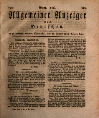 Allgemeiner Anzeiger der Deutschen Mittwoch 21. August 1822