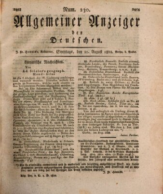 Allgemeiner Anzeiger der Deutschen Sonntag 25. August 1822