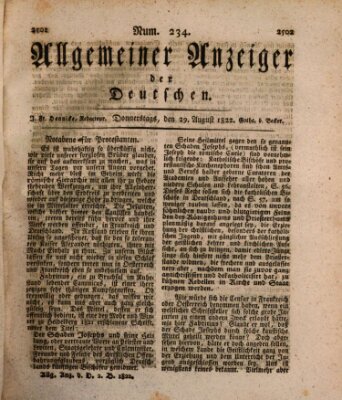 Allgemeiner Anzeiger der Deutschen Donnerstag 29. August 1822