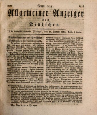 Allgemeiner Anzeiger der Deutschen Freitag 30. August 1822