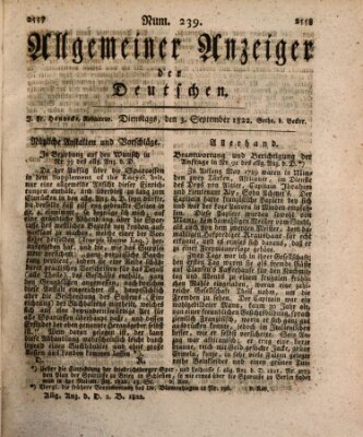 Allgemeiner Anzeiger der Deutschen Dienstag 3. September 1822