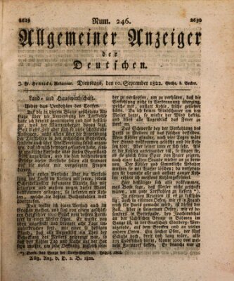 Allgemeiner Anzeiger der Deutschen Dienstag 10. September 1822