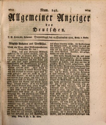 Allgemeiner Anzeiger der Deutschen Donnerstag 12. September 1822