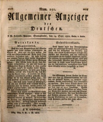 Allgemeiner Anzeiger der Deutschen Samstag 14. September 1822