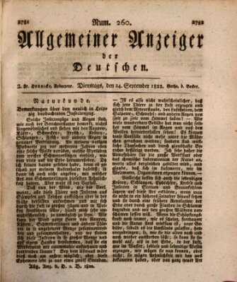 Allgemeiner Anzeiger der Deutschen Dienstag 24. September 1822