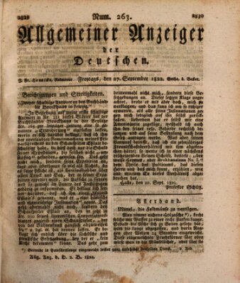 Allgemeiner Anzeiger der Deutschen Freitag 27. September 1822