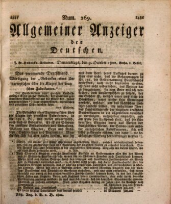 Allgemeiner Anzeiger der Deutschen Donnerstag 3. Oktober 1822