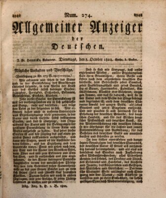 Allgemeiner Anzeiger der Deutschen Dienstag 8. Oktober 1822