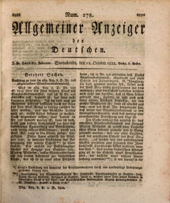 Allgemeiner Anzeiger der Deutschen Samstag 12. Oktober 1822