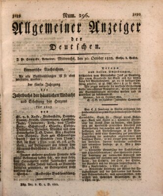 Allgemeiner Anzeiger der Deutschen Mittwoch 30. Oktober 1822