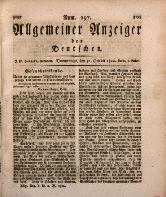 Allgemeiner Anzeiger der Deutschen Donnerstag 31. Oktober 1822