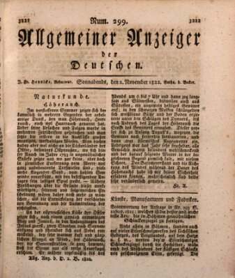 Allgemeiner Anzeiger der Deutschen Samstag 2. November 1822