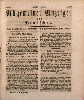 Allgemeiner Anzeiger der Deutschen Sonntag 3. November 1822