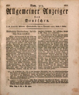 Allgemeiner Anzeiger der Deutschen Samstag 16. November 1822