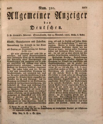 Allgemeiner Anzeiger der Deutschen Samstag 23. November 1822