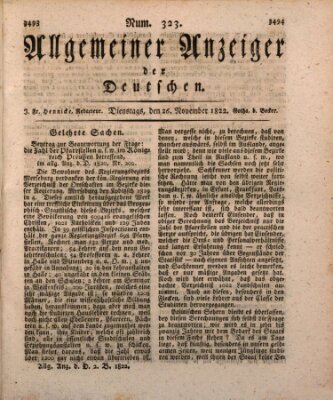 Allgemeiner Anzeiger der Deutschen Dienstag 26. November 1822