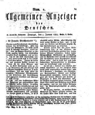 Allgemeiner Anzeiger der Deutschen Freitag 3. Januar 1823