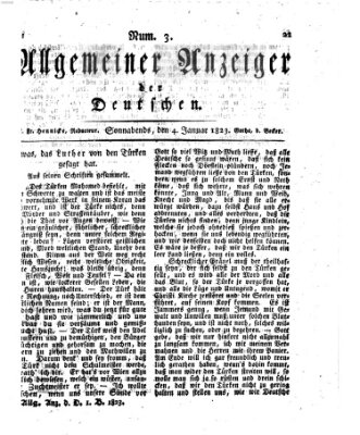 Allgemeiner Anzeiger der Deutschen Samstag 4. Januar 1823