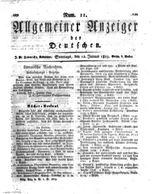 Allgemeiner Anzeiger der Deutschen Sonntag 12. Januar 1823