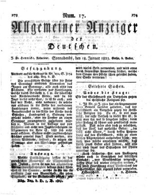 Allgemeiner Anzeiger der Deutschen Samstag 18. Januar 1823