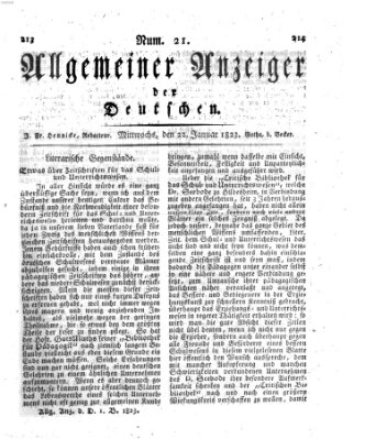 Allgemeiner Anzeiger der Deutschen Mittwoch 22. Januar 1823