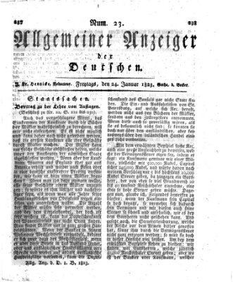 Allgemeiner Anzeiger der Deutschen Freitag 24. Januar 1823