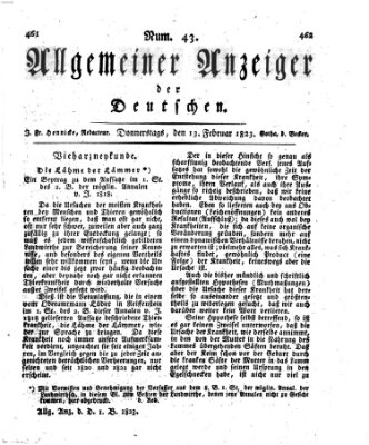 Allgemeiner Anzeiger der Deutschen Donnerstag 13. Februar 1823