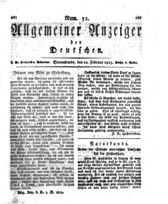 Allgemeiner Anzeiger der Deutschen Samstag 22. Februar 1823