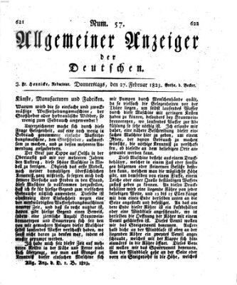 Allgemeiner Anzeiger der Deutschen Donnerstag 27. Februar 1823