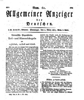 Allgemeiner Anzeiger der Deutschen Sonntag 2. März 1823