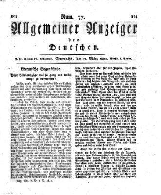 Allgemeiner Anzeiger der Deutschen Mittwoch 19. März 1823