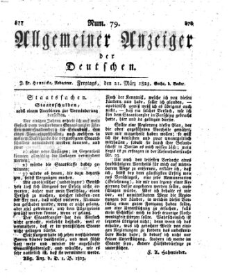 Allgemeiner Anzeiger der Deutschen Freitag 21. März 1823